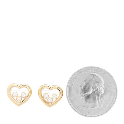 Chopard 18K Yellow Gold 3 Happy Diamonds Icons Heart Earrings 5 of 12