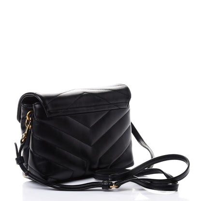 Saint Laurent Calfskin Y Quilted Monogram Toy Loulou Crossbody Bag Black 2 of 4