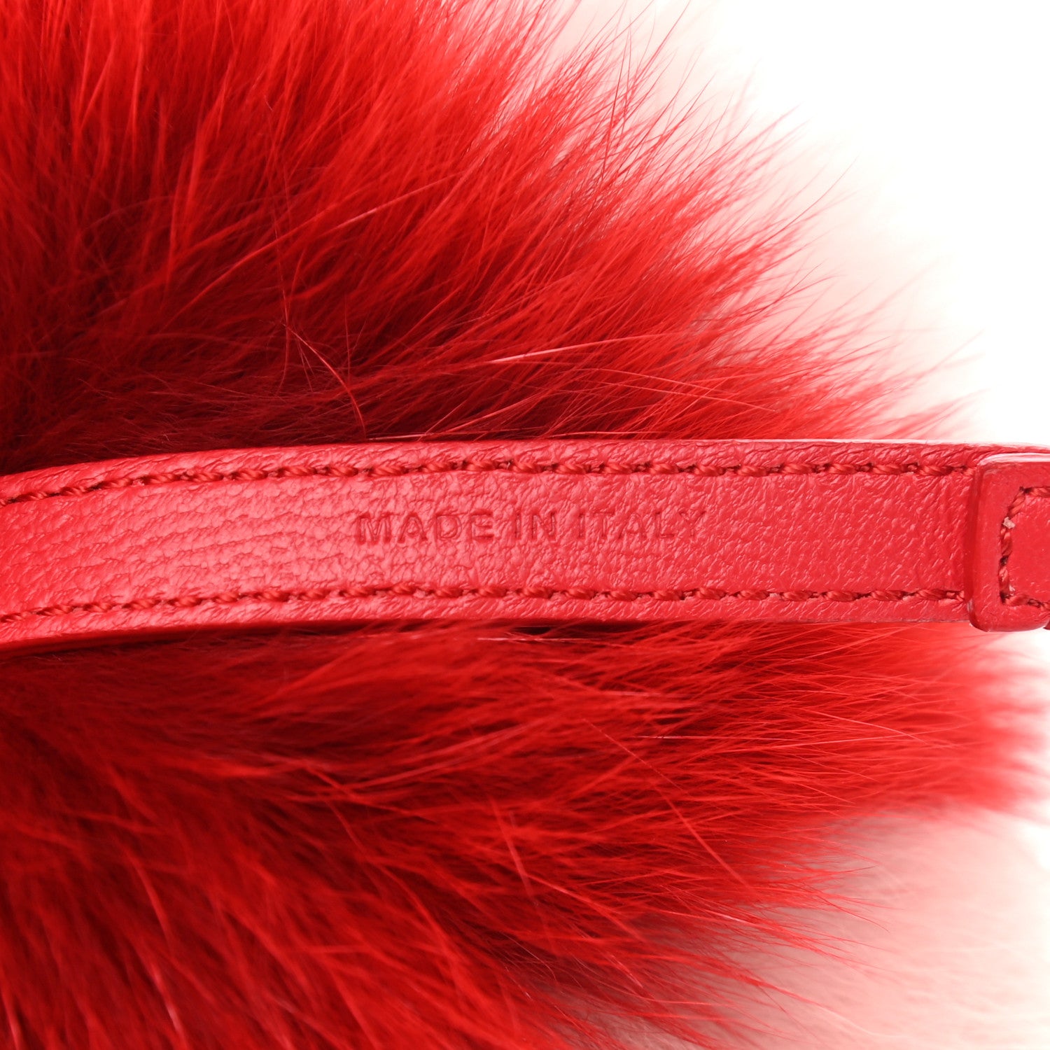 Fendi Fox Fur Shiny Nappa Heart Pom Pom Bag Charm Rosso Rosa 3 of 4