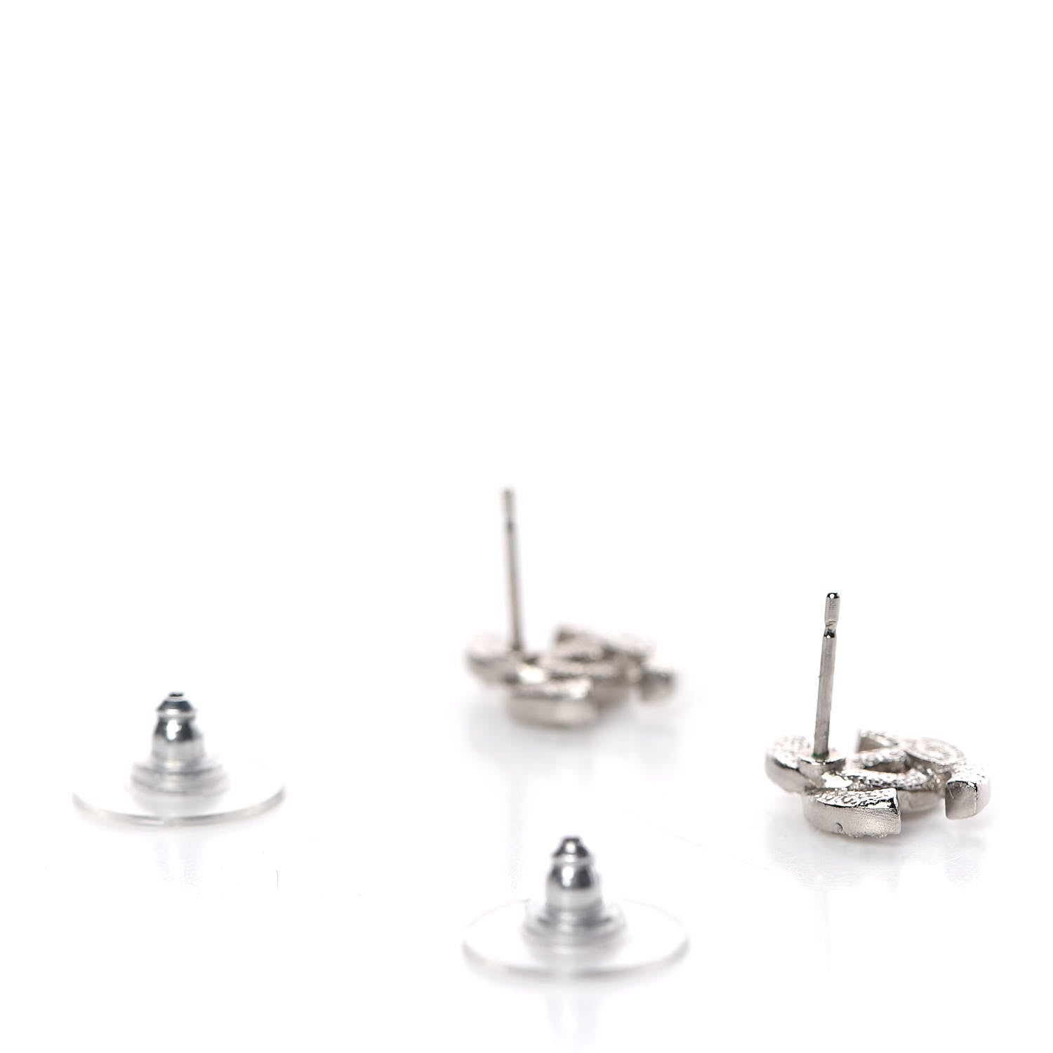 Chanel Crystal Mini Timeless CC Earrings Silver 4 of 4