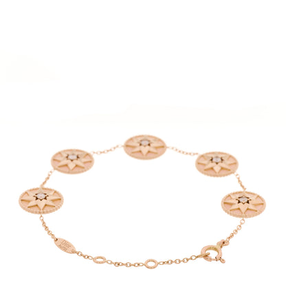 Christian Dior 18K Rose Gold Diamond Pink Opal Rose Des Vents 5 Charm Bracelet 3 of 6