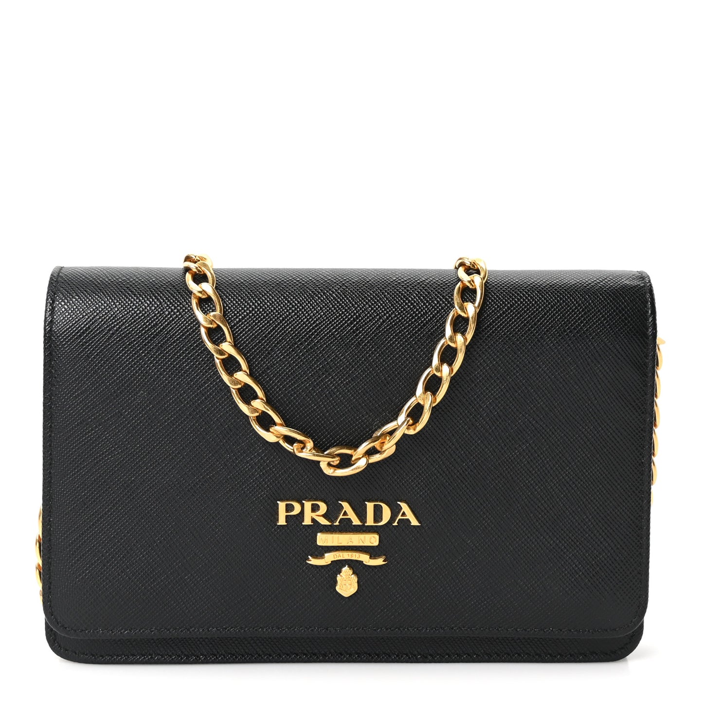 Saffiano Lux Chain Wallet Black