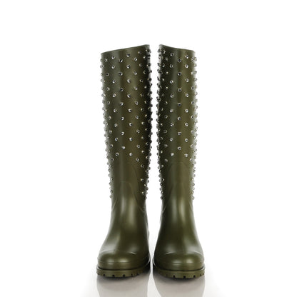 Saint Laurent Rubber Crystal Rain Boots 35 Dark Khaki 2 of 8