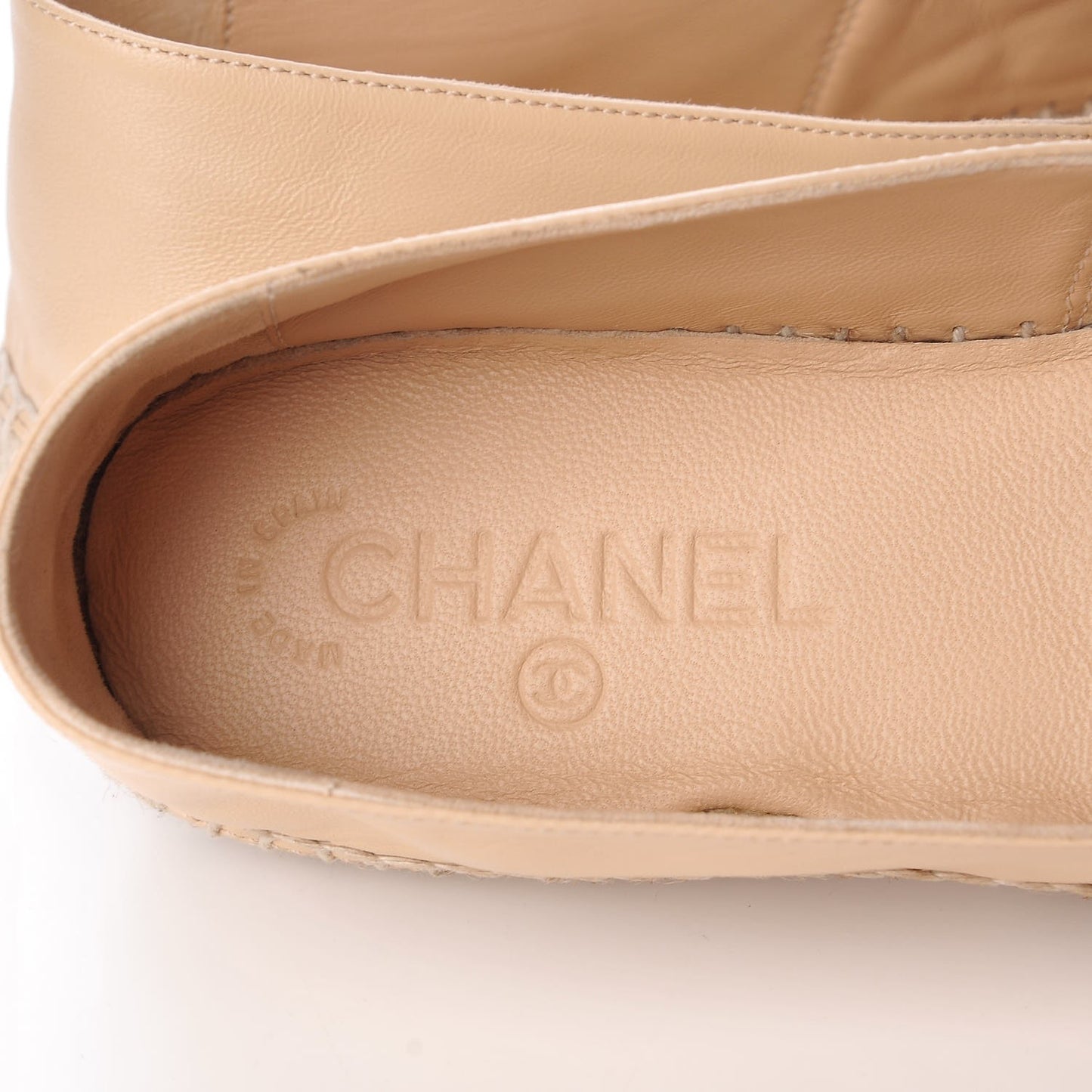 Lambskin Quilted CC Espadrilles 38 Beige