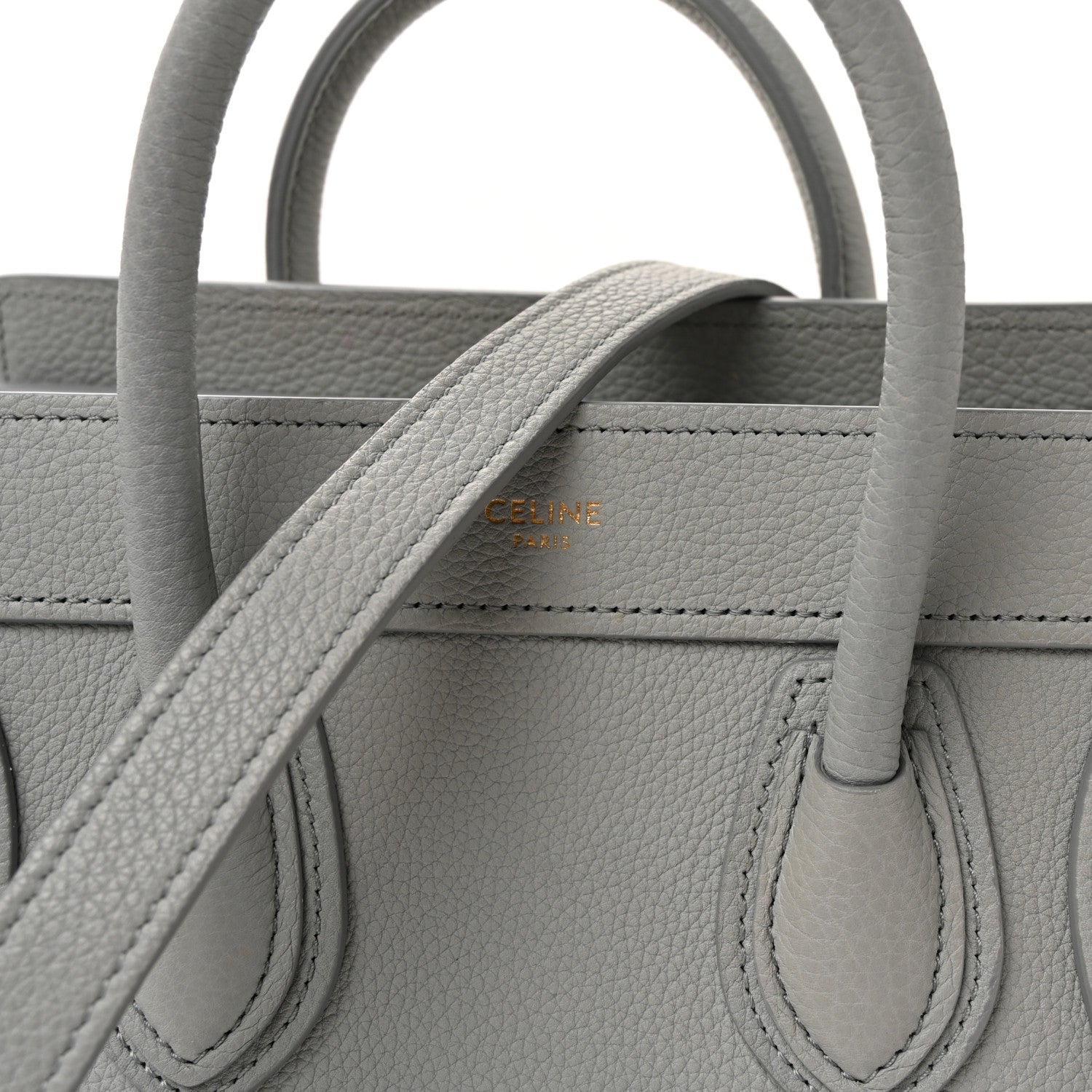 Celine Drummed Calfskin Nano Luggage Pearl Blue 8 of 10