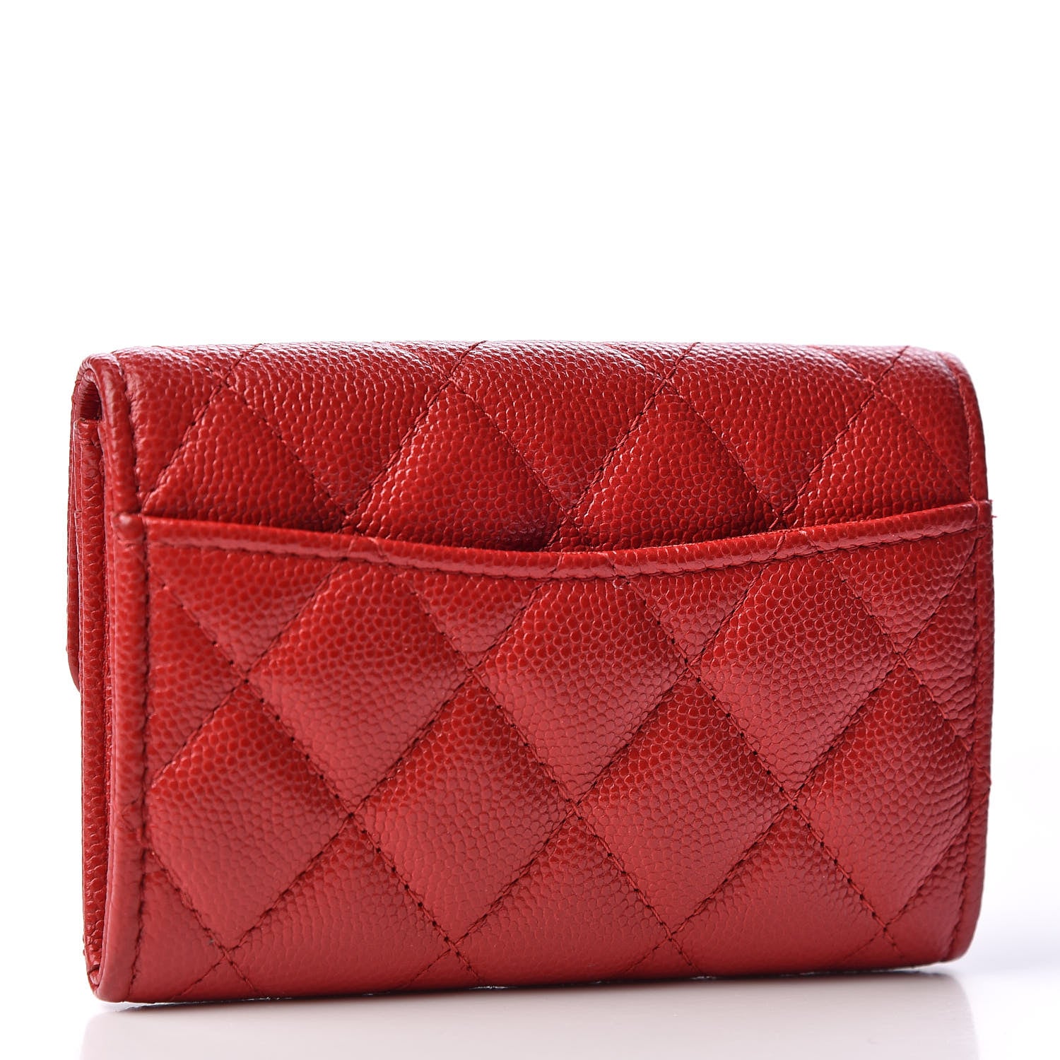 Chanel Caviar Quilted Flap Card Holder Wallet Red 2 of 10