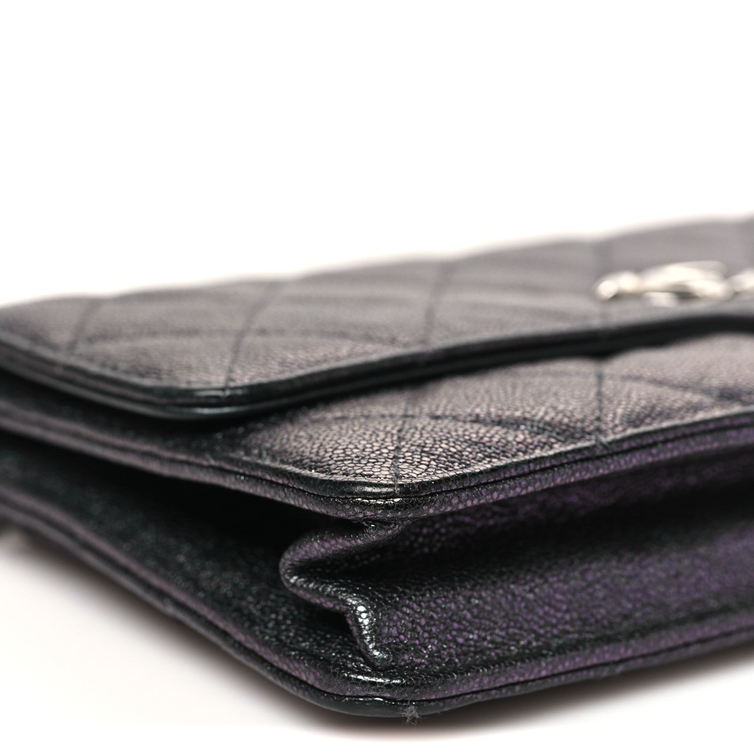 Chanel Iridescent Caviar Quilted Classic Pouch Clutch Black 9 of 11