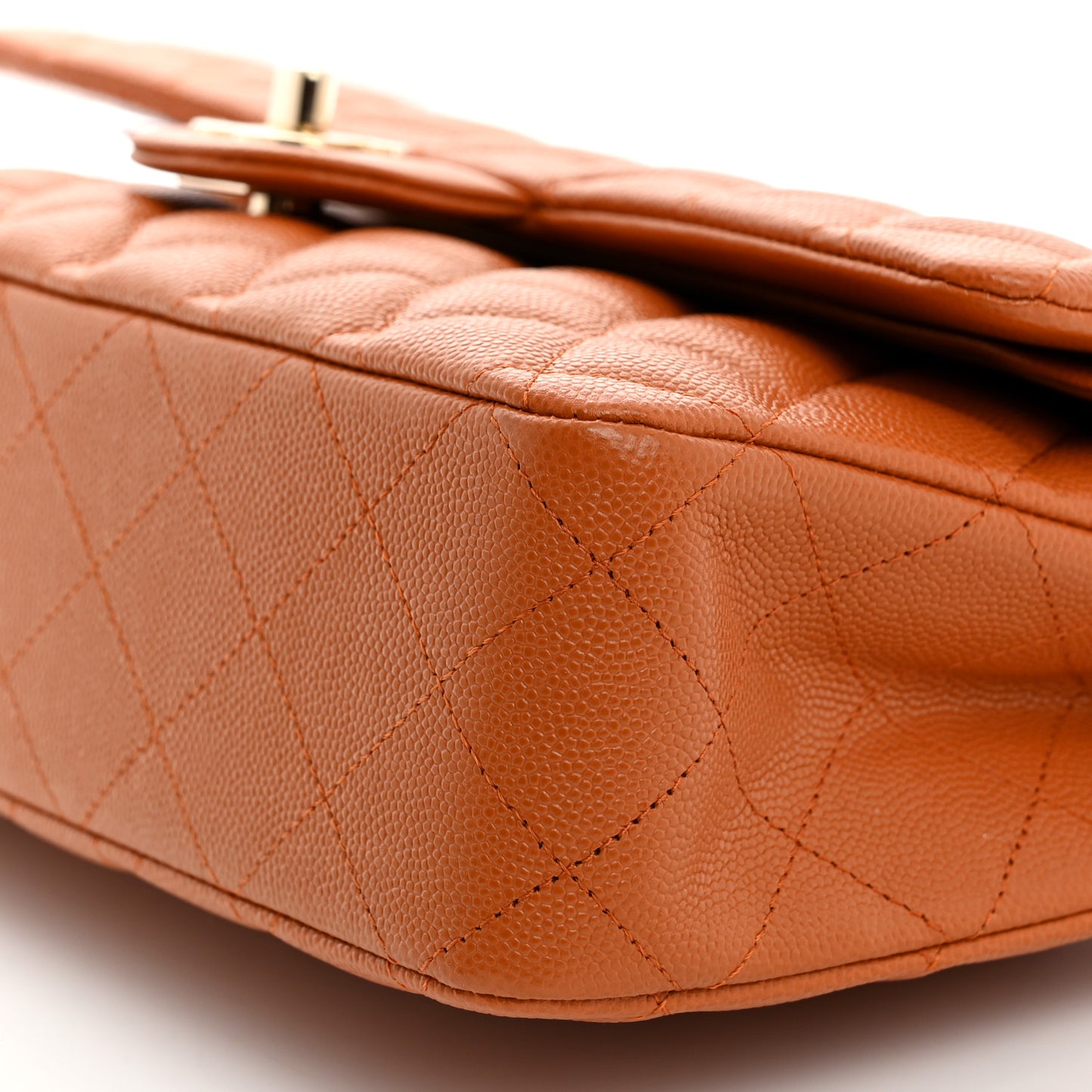Caviar Quilted Medium Double Flap Light Brown