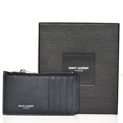 Saint Laurent Grained Calfskin 5 Fragments Zip Pouch Card Holder Navy 8 of 8