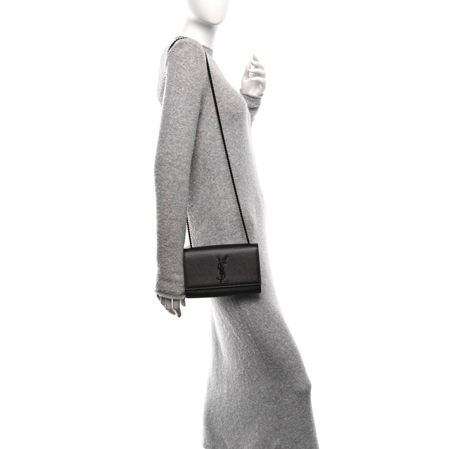 Saint Laurent Grain De Poudre Small Monogram Monochrome Kate Satchel Black 2 of 11