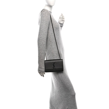 Saint Laurent Grain De Poudre Small Monogram Monochrome Kate Satchel Black 2 of 11