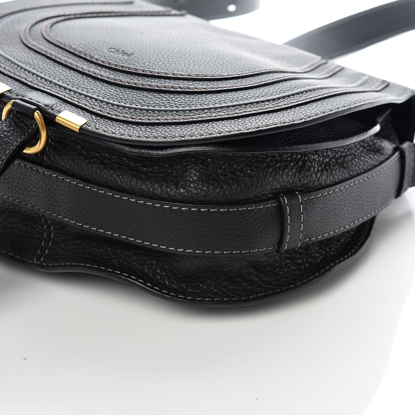 Calfskin Medium Marcie Round Crossbody Bag Black
