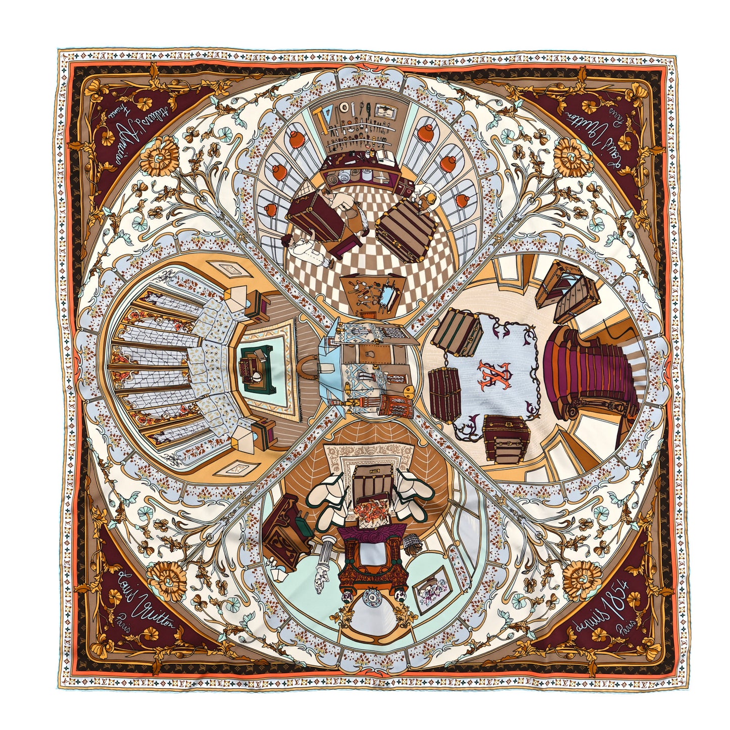 Silk Maison De Familie Square Scarf 90 Tan