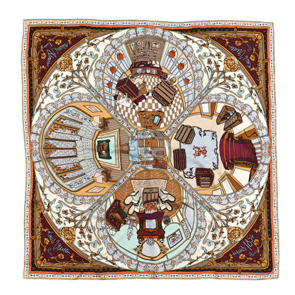 Louis Vuitton Silk Maison De Familie Square Scarf 90 Tan 1 of 3