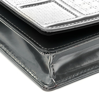 Christian Dior Metallic Patent Micro-Cannage Diorama Wallet on Chain Pouch Silver 7 of 9