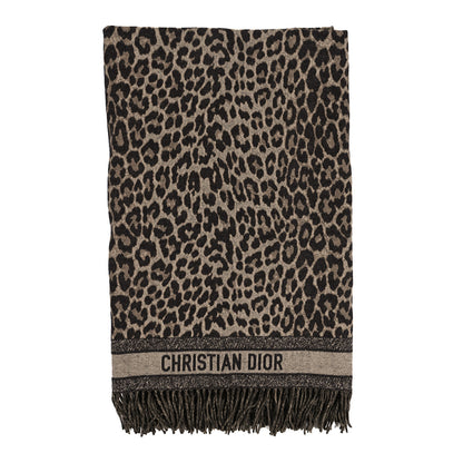 Christian Dior Wool Silk Leopard Throw Blanket Beige 1 of 3