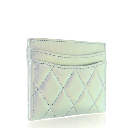 Chanel Iridescent Lambskin Quilted Card Holder Light Blue 3 of 8
