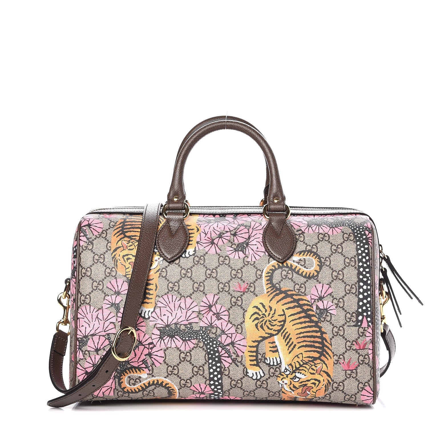 Gucci GG Supreme Monogram Bengal Medium Boston Beige PInk 1 of 7