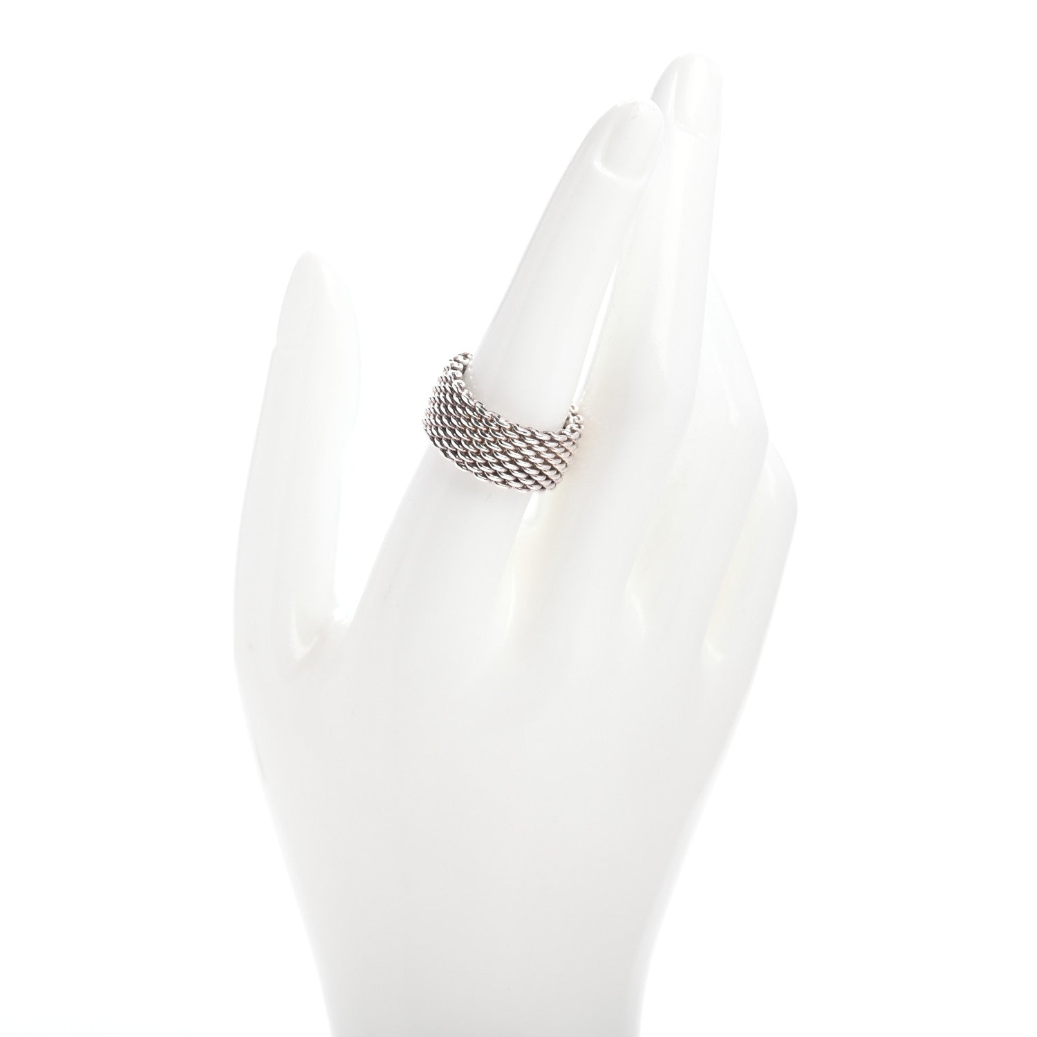 Tiffany Sterling Silver Mesh Somerset Ring 56 7.5 2 of 4