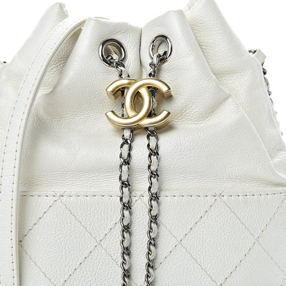 Chanel Aged Calfskin Quilted Small Gabrielle Bucket White 7 of 10