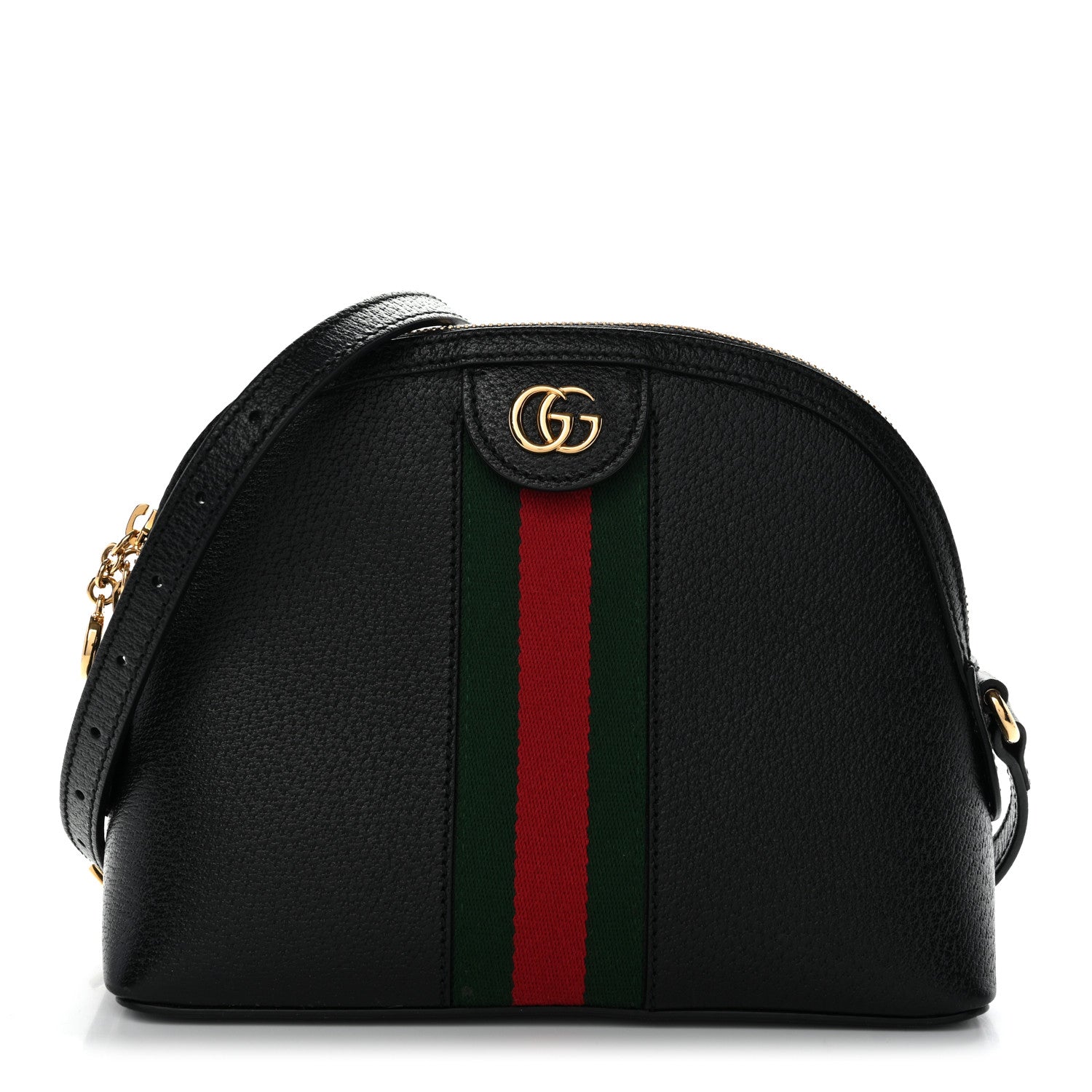 Gucci Calfskin GG Web Small Ophidia Dome Shoulder Bag Black 1 of 13