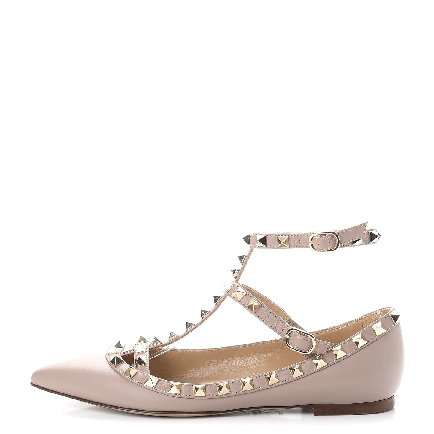 Nappa Rockstud Cage Ballerina Flats 35.5 Poudre
