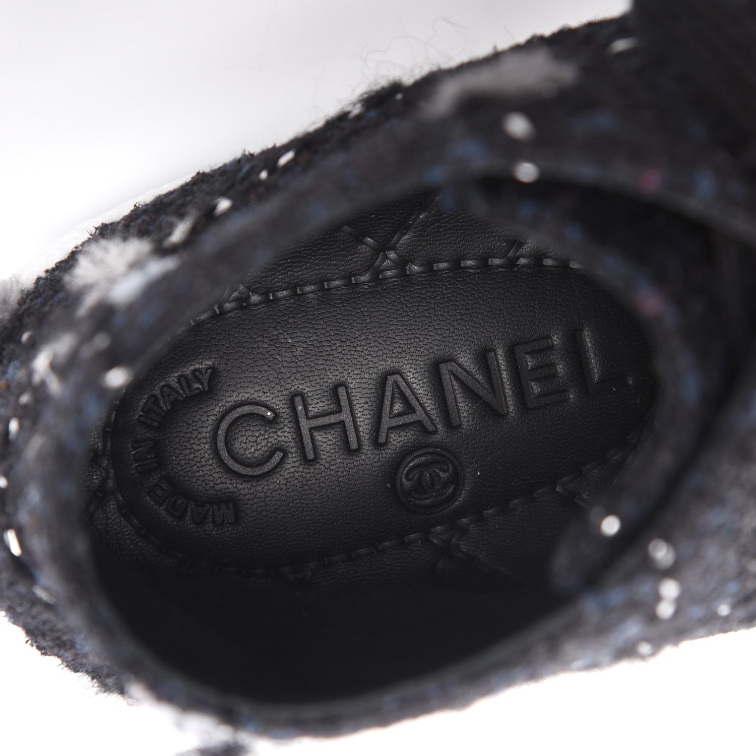 Chanel Suede Tweed High Top Sneakers 37 Black White 8 of 11