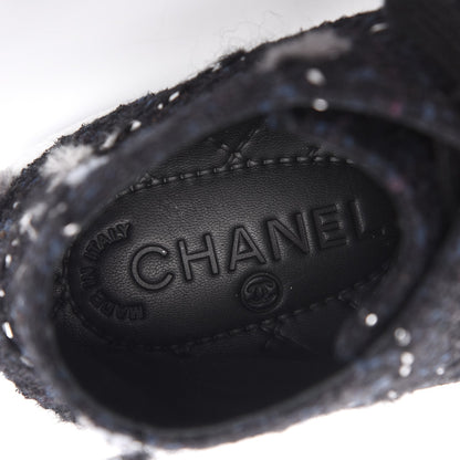 Chanel Suede Tweed High Top Sneakers 37 Black White 8 of 11