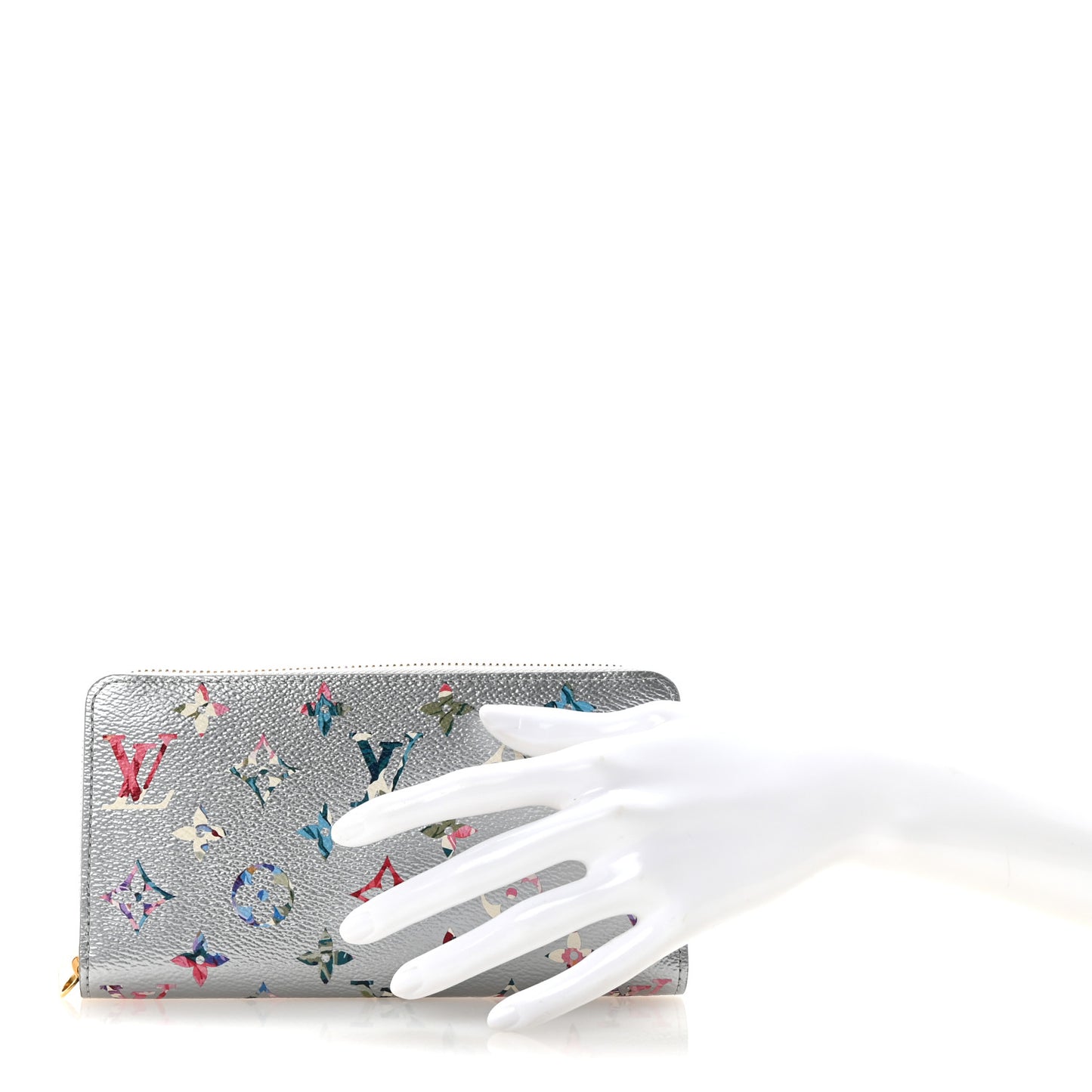 Metallic Monogram LV Garden Zippy Wallet Silver