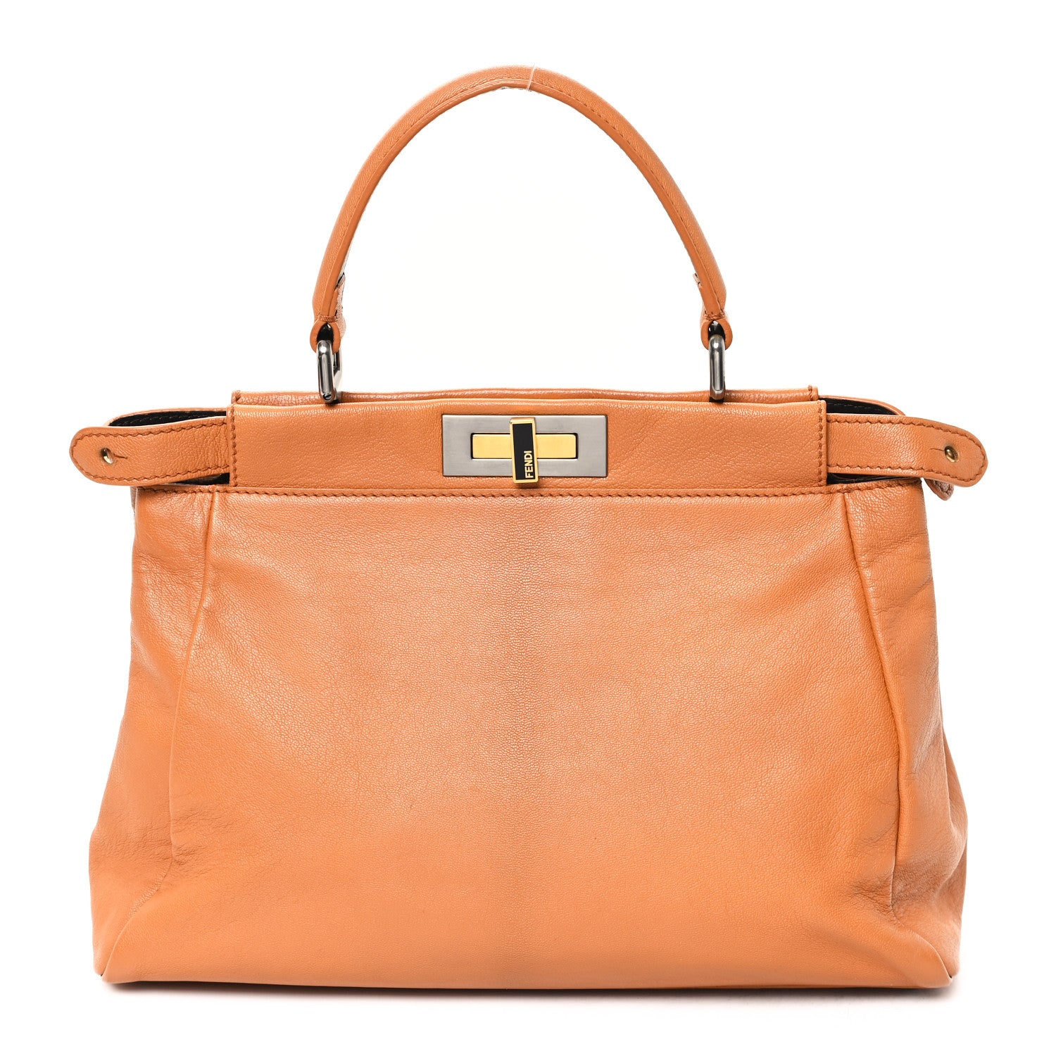 Fendi Goatskin Snakeskin Medium Peekaboo Iconic Satchel Brown 1 of 11