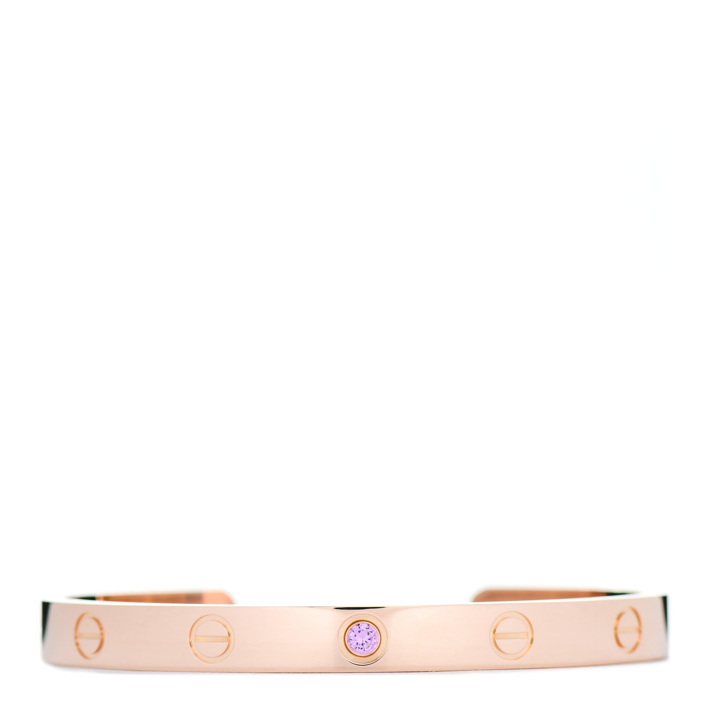 18K Pink Gold Pink Sapphire LOVE Cuff Bracelet 17