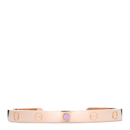 Cartier 18K Pink Gold Pink Sapphire LOVE Cuff Bracelet 17 1 of 4