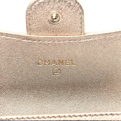 Chanel Metallic Lambskin Quilted Flap Card Holder Wallet Gold 6 of 9