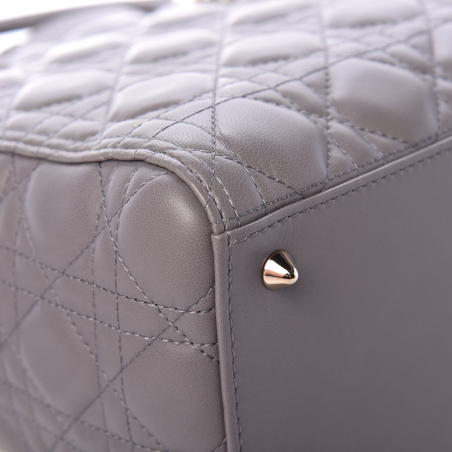 Christian Dior Lambskin Cannage Medium Lady Dior Grey 14 of 15