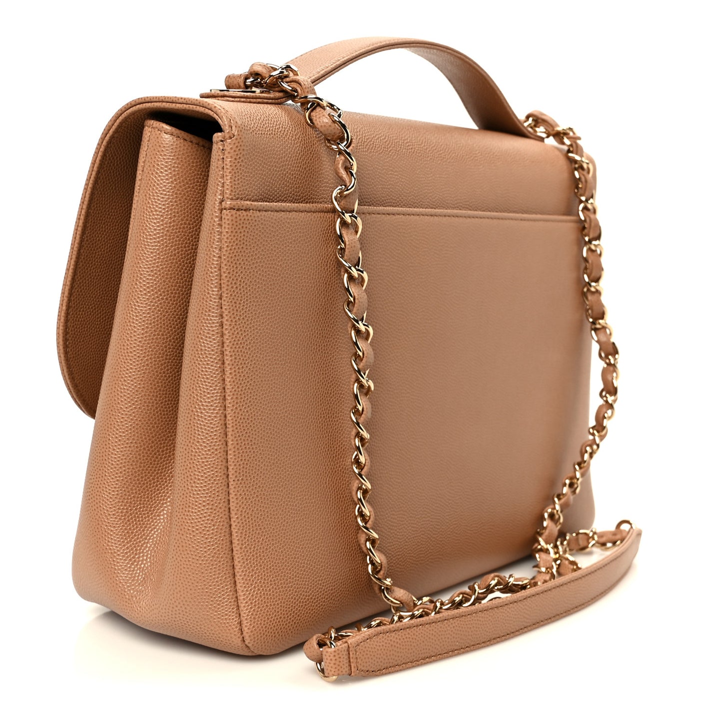 Caviar Quilted Large Business Affinity Flap Camel