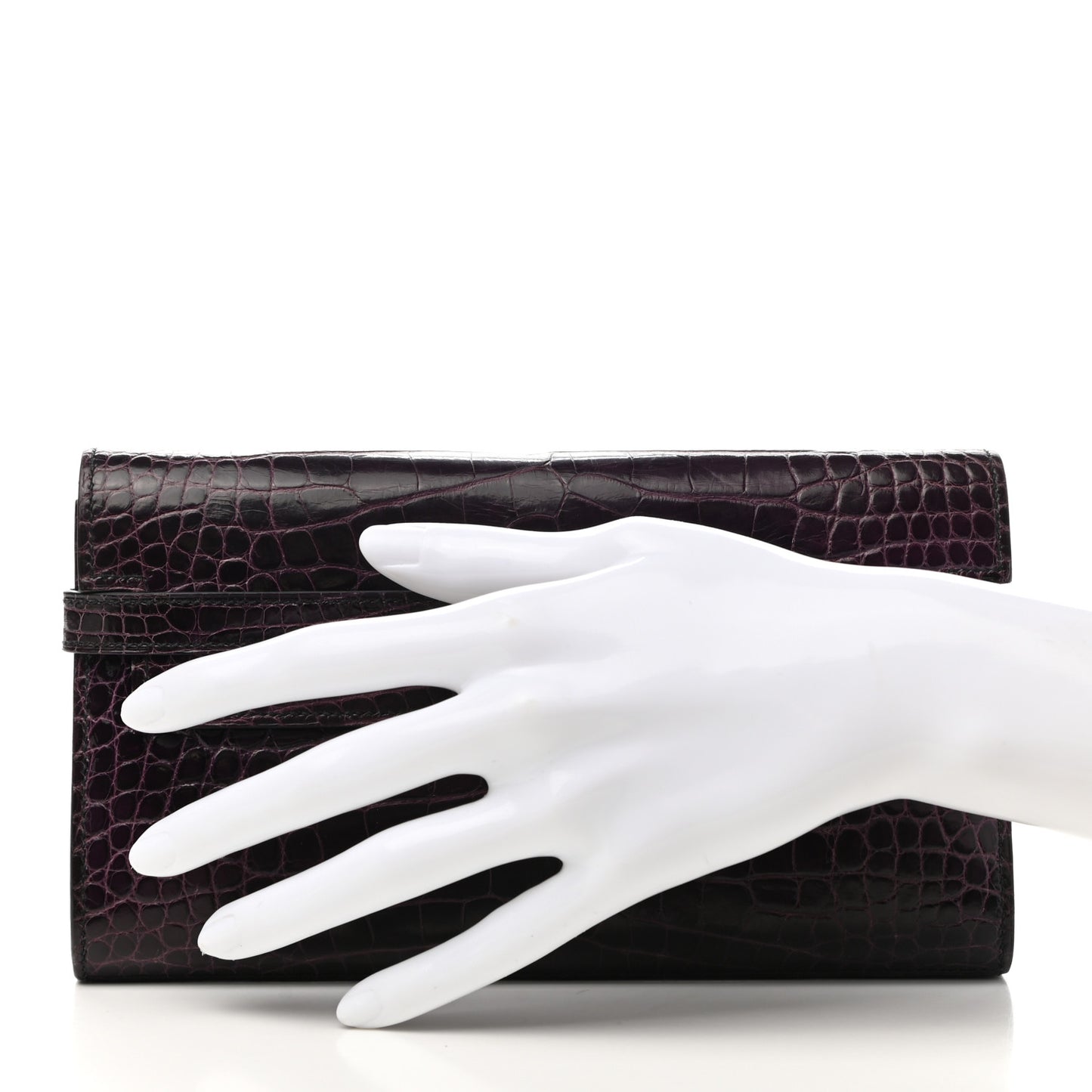 Matte Alligator Kelly Longue Wallet Prunoir