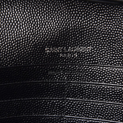 Saint Laurent Grain De Poudre Matelasse Chevron Monogram Chain Wallet Black 6 of 6
