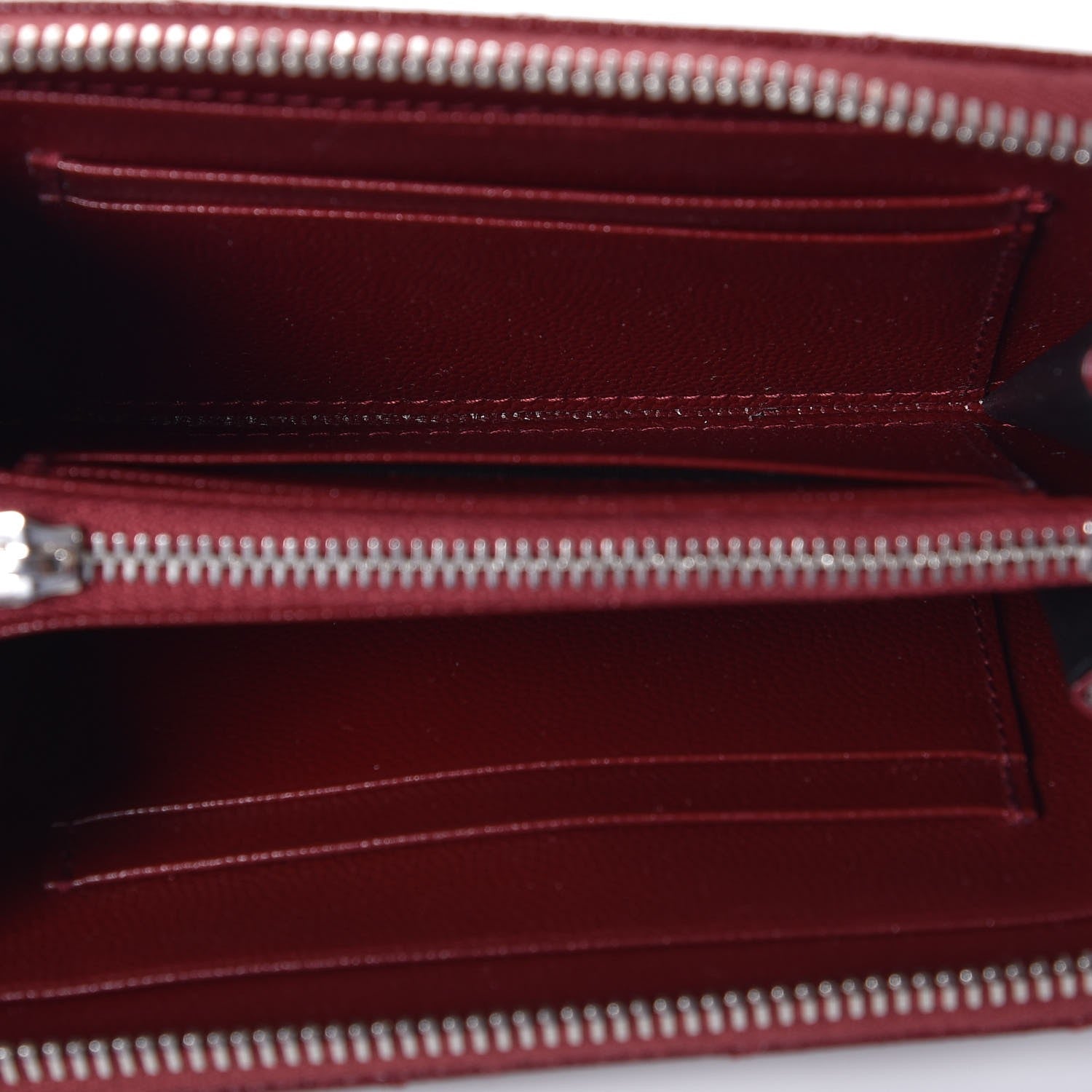 Saint Laurent Grain De Poudre Matelasse Chevron Monogram Zip Around Wallet Palissandre 5 of 8