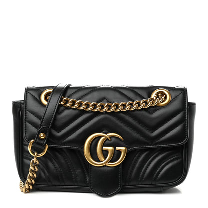 Gucci Calfskin Matelasse Mini GG Marmont Shoulder Bag Black 1 of 8
