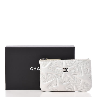 Chanel Metallic Lambskin Star Embossed Coin Purse Case Silver 10 of 10