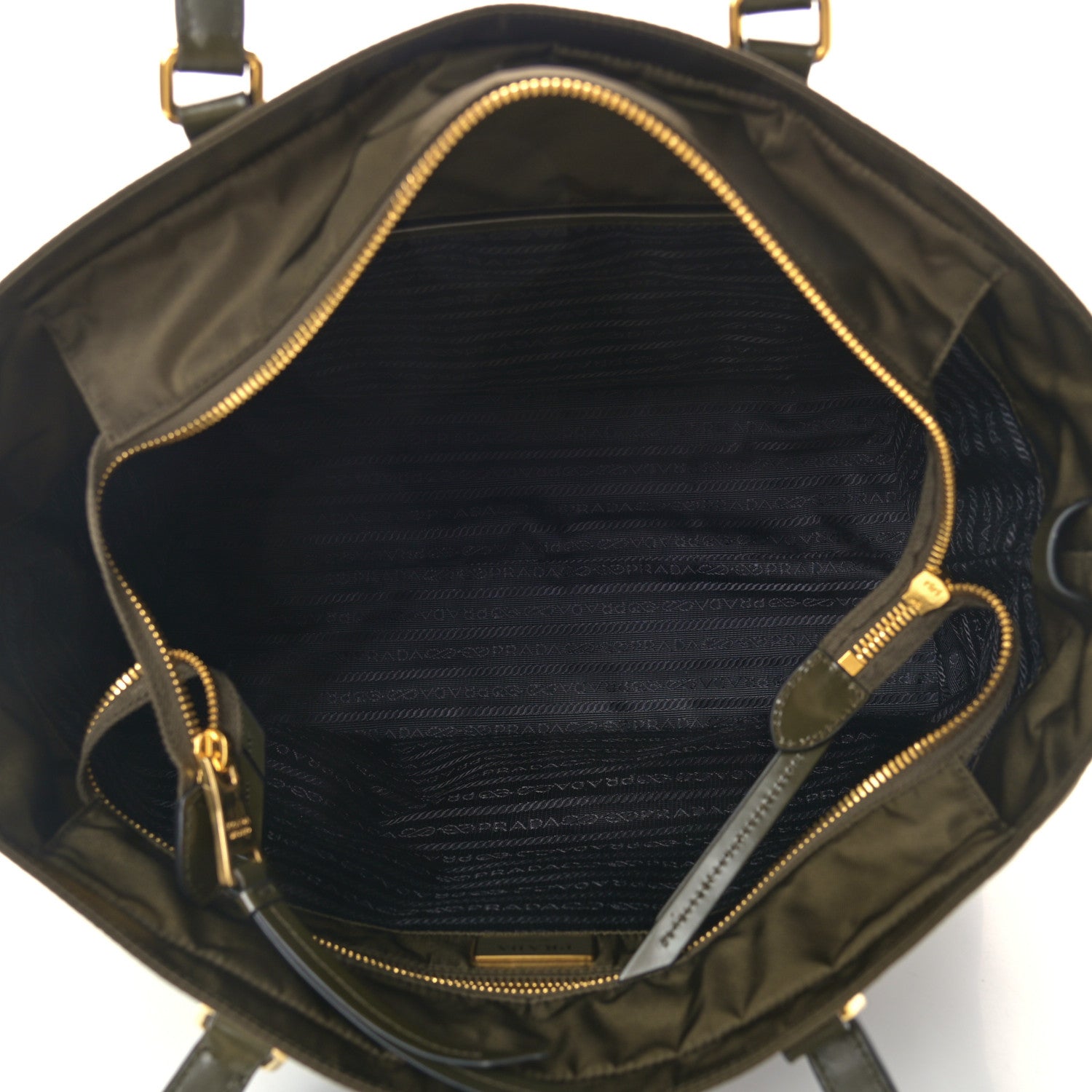 Prada Tessuto Nylon Soft Calfskin Tote Militare 4 of 9