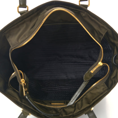 Prada Tessuto Nylon Soft Calfskin Tote Militare 4 of 9