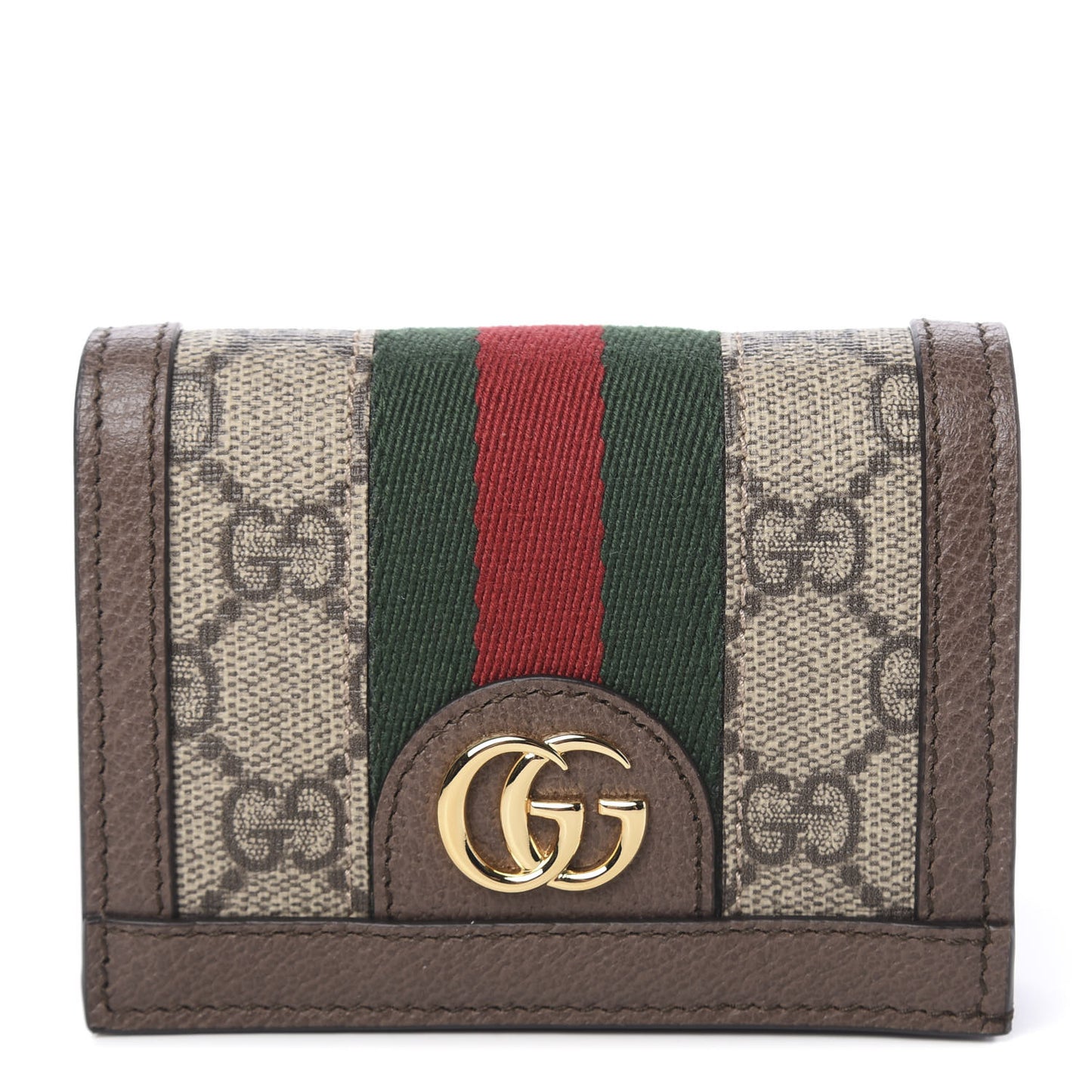 GG Supreme Monogram Web Ophidia Card Case Beige New Acero