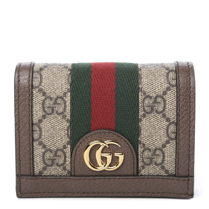 Gucci GG Supreme Monogram Web Ophidia Card Case Beige New Acero 1 of 8