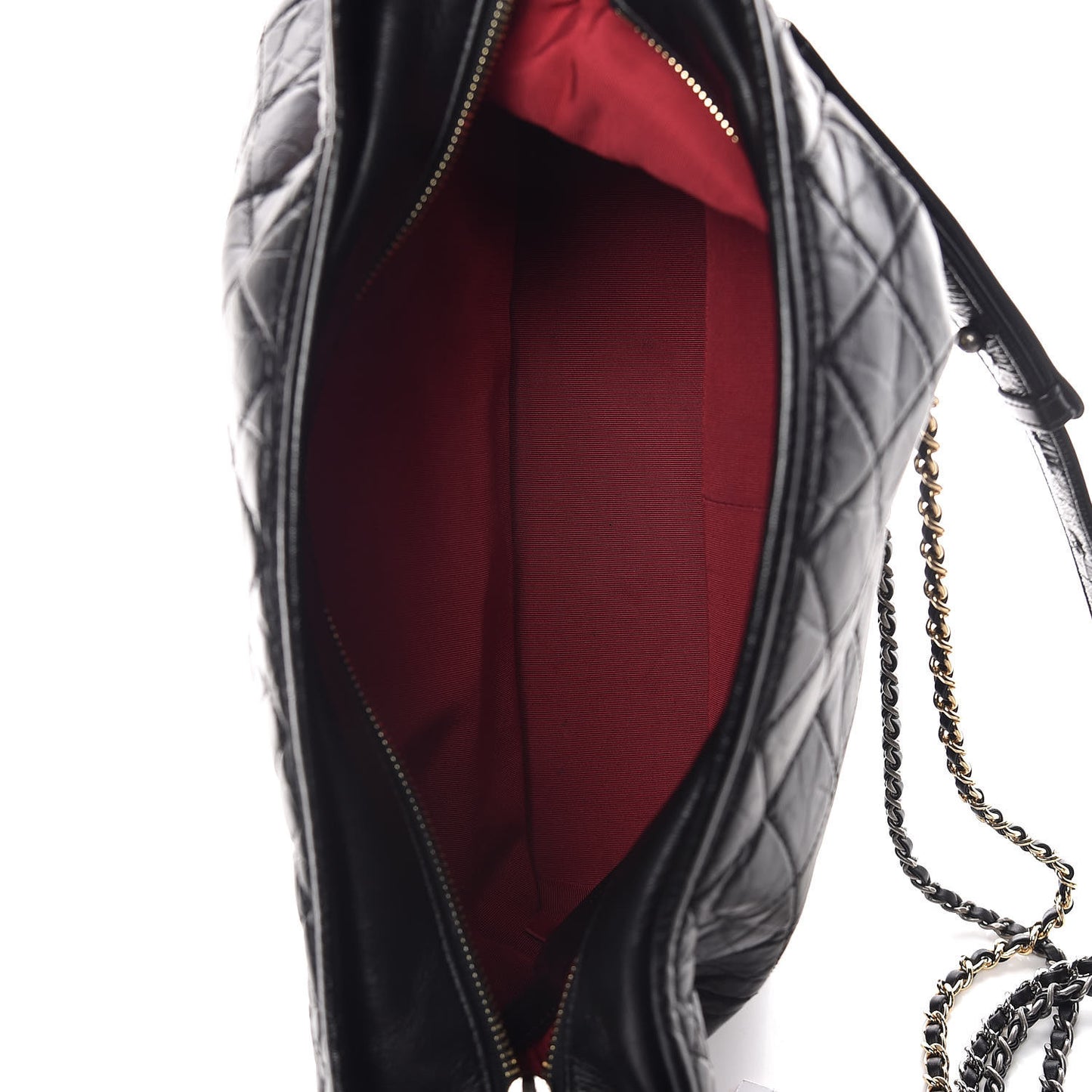 Aged Calfskin Quilted Large Gabrielle Hobo Black