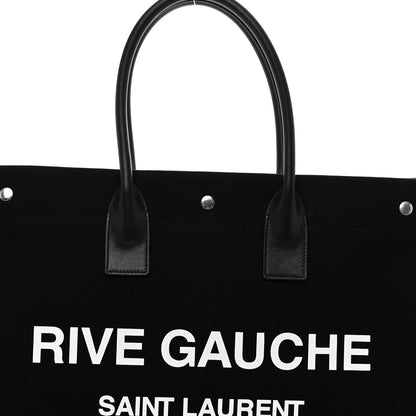 Saint Laurent Linen Calfskin Rive Gauche Tote Black 5 of 9