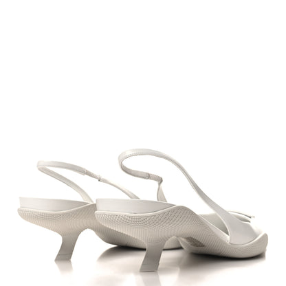 Prada Spazzolato Triangle Logo Pointed Toe 45mm Slingback Pumps 40.5 White 4 of 9