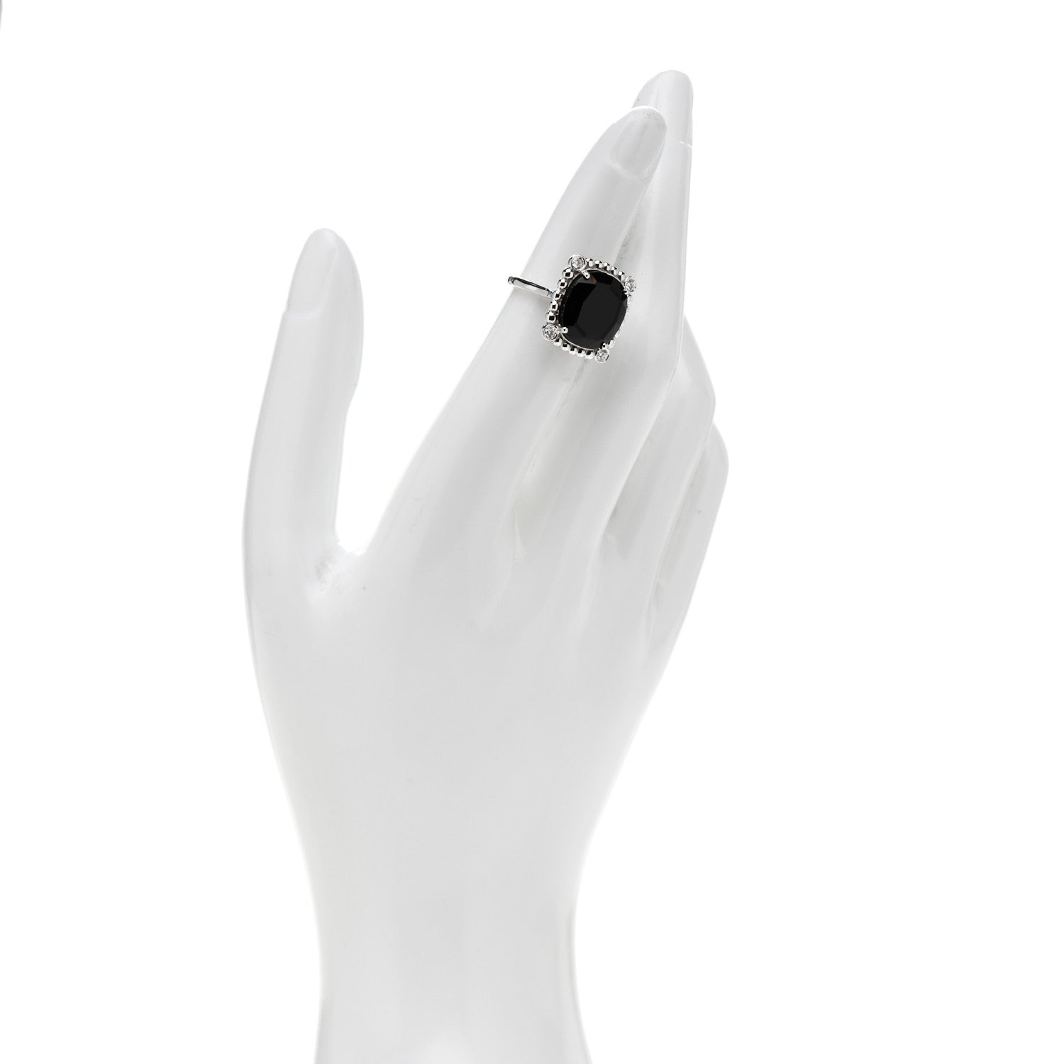 Tiffany Sterling Silver Diamond Black Spinel 15mm Ziegfeld Ring 47 4 2 of 5