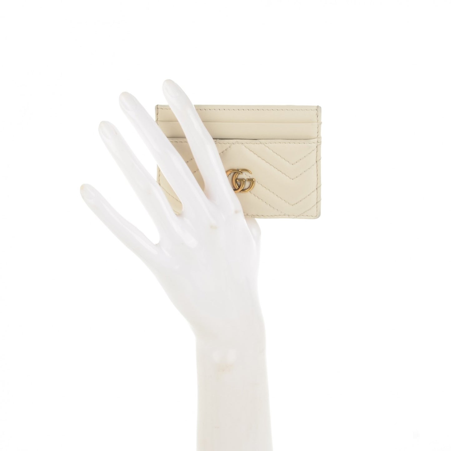 Calfskin Matelasse GG Marmont Card Holder White