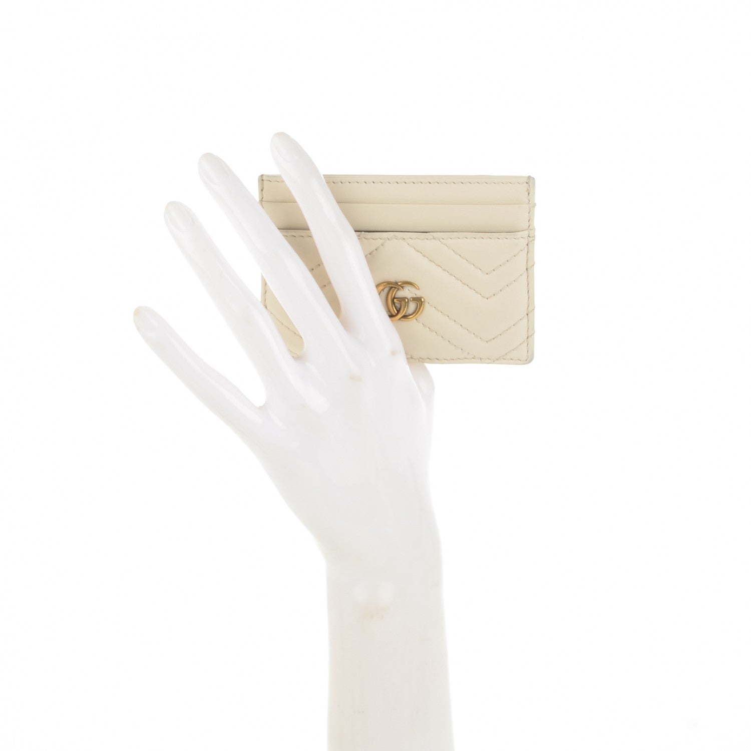 Gucci Calfskin Matelasse GG Marmont Card Holder White 2 of 6